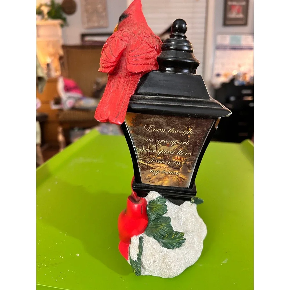 Thomas Kinkade Forever In My Heart Cardinal Lantern Memorial Figurine see chip